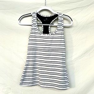 Grey striped work out tank top